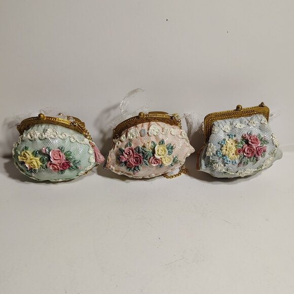 Lilian Vernon Victorian Ornaments Decor Lace Handbag Purse Couture Vanity Set - Picture 2 of 9